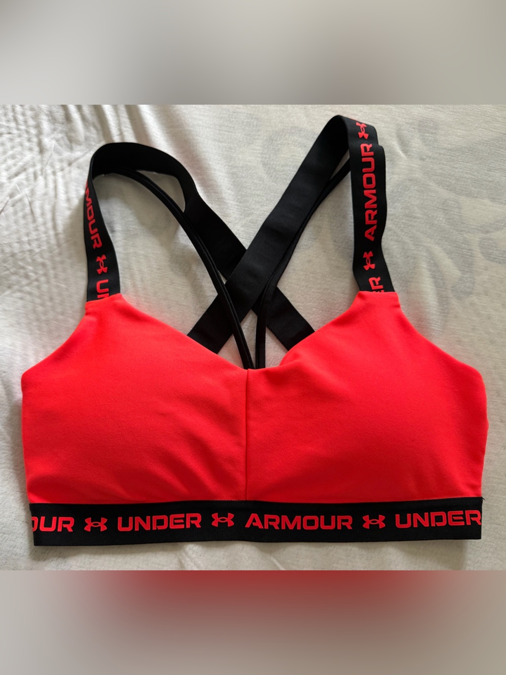 Under Armour Small Red and Black Sports Bra with Crisscross Straps